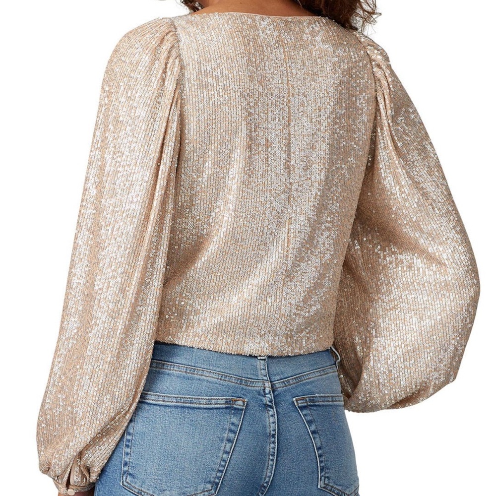 SIMKHAI Sequin Ruched Front Top - Size XS - Picture 4 of 12